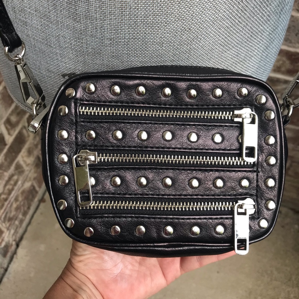 Rebecca Minkoff black zipper stud mini crossbody